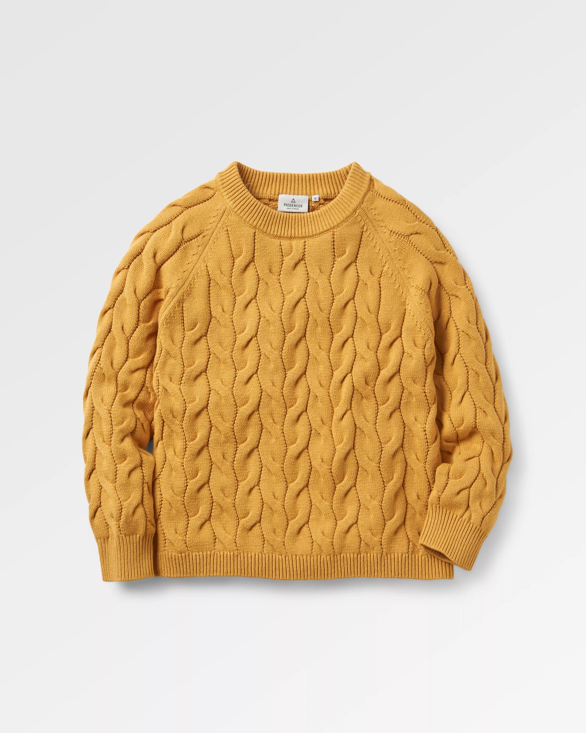 Comfort Organic Knitted Jumper - Mustard Gold - Flatlay