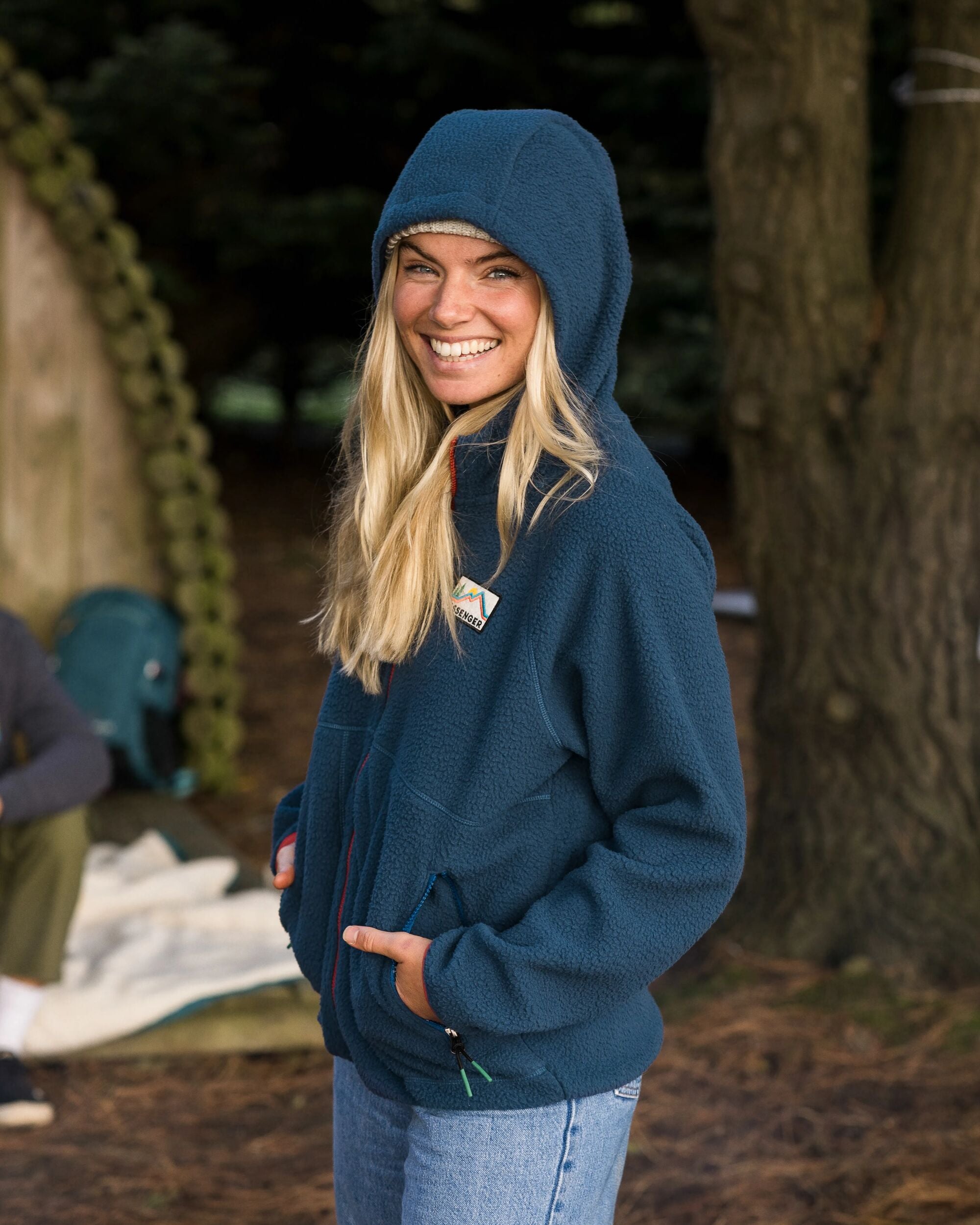 North Coast Full Zip Recycled Sherpa Fleece - Dark Denim - Lifestyle