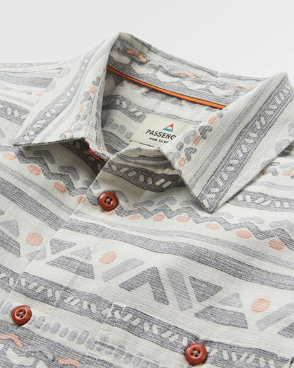 Chill Textured Short Sleeve Shirt - Geo Track Storm Grey - Flatlay