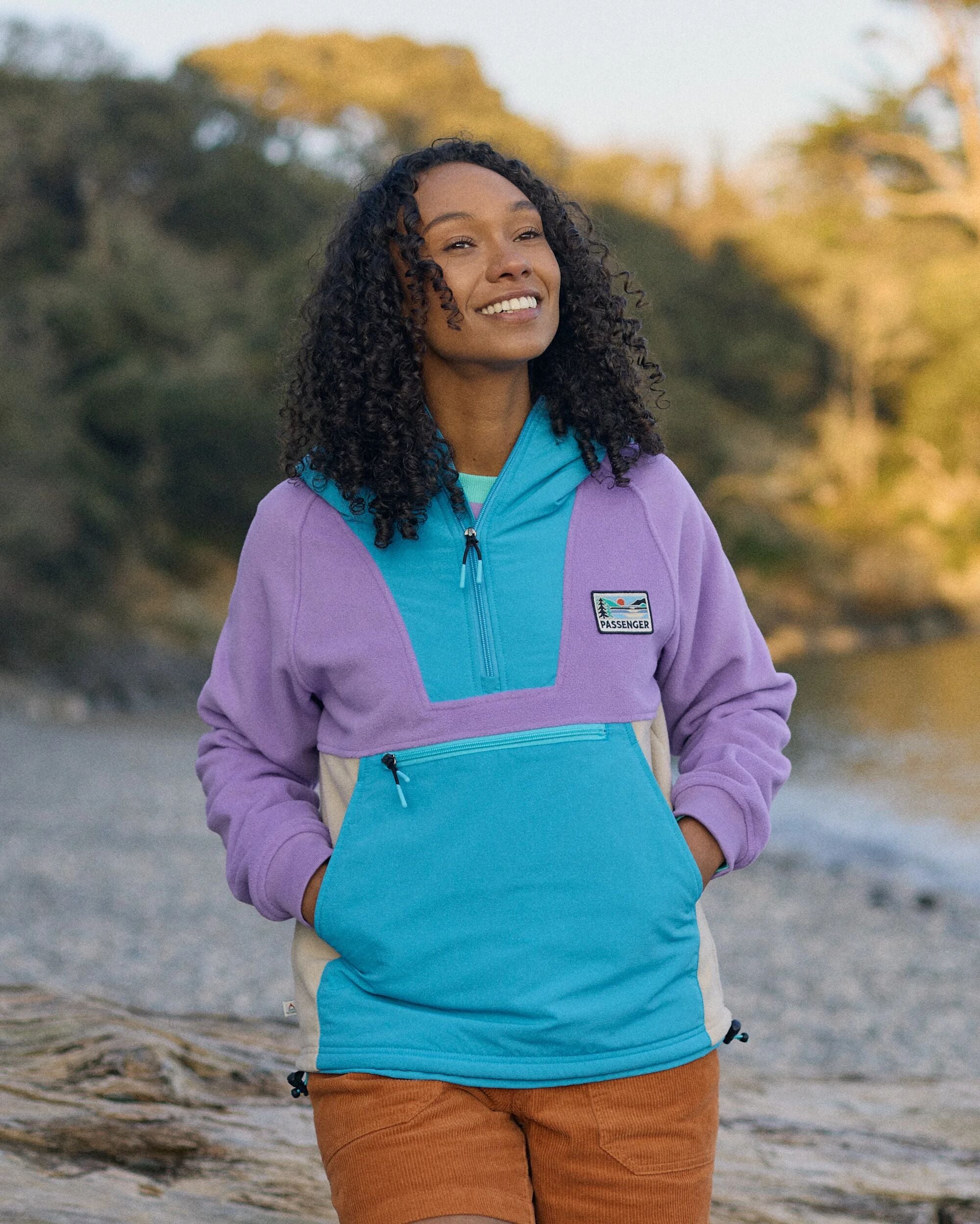 Alexander Recycled Hooded Polar Fleece - Retro Purple/Bluejay - Lifestyle
