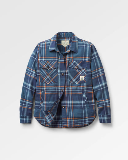 Stella Organic Cotton LS Shirt - Rich Navy/Faded Denim Check - Flatlay