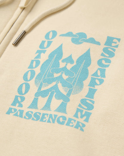 Tall Pines Full Zip Recycled Cotton Hoodie - Birch - Flatlay