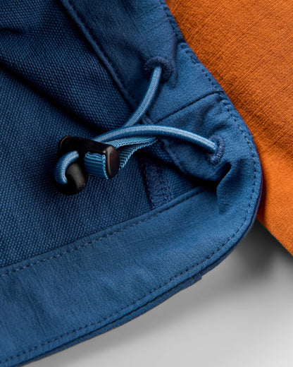 Ocean Light Recycled Softshell Anorak - Dark Denim/Sunset Orange - Flatlay