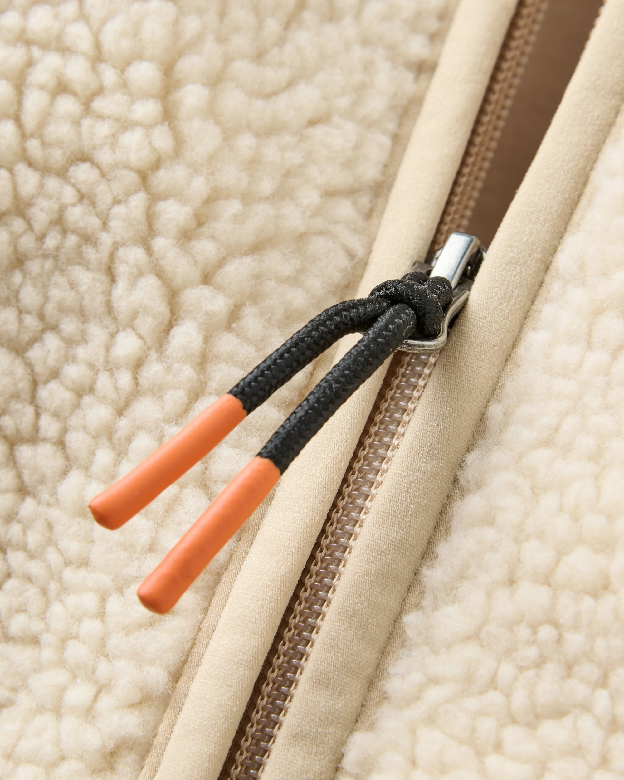 Tawny Collarless Deep-Pile Sherpa Gilet - Oat - Flatlay