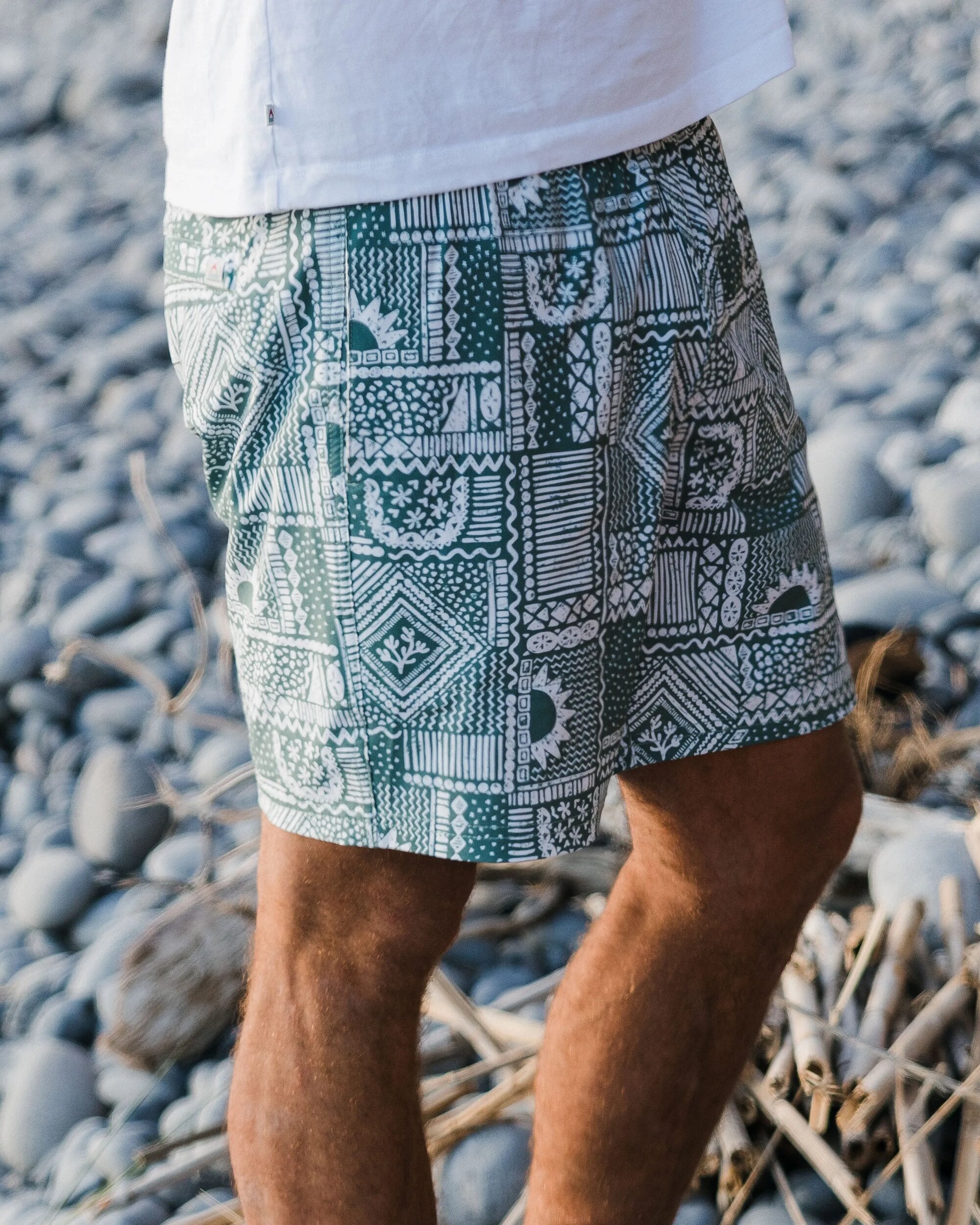 Porto Recycled All Purpose Swim Short - Vintage Patchwork Dark Forest - Lifestyle