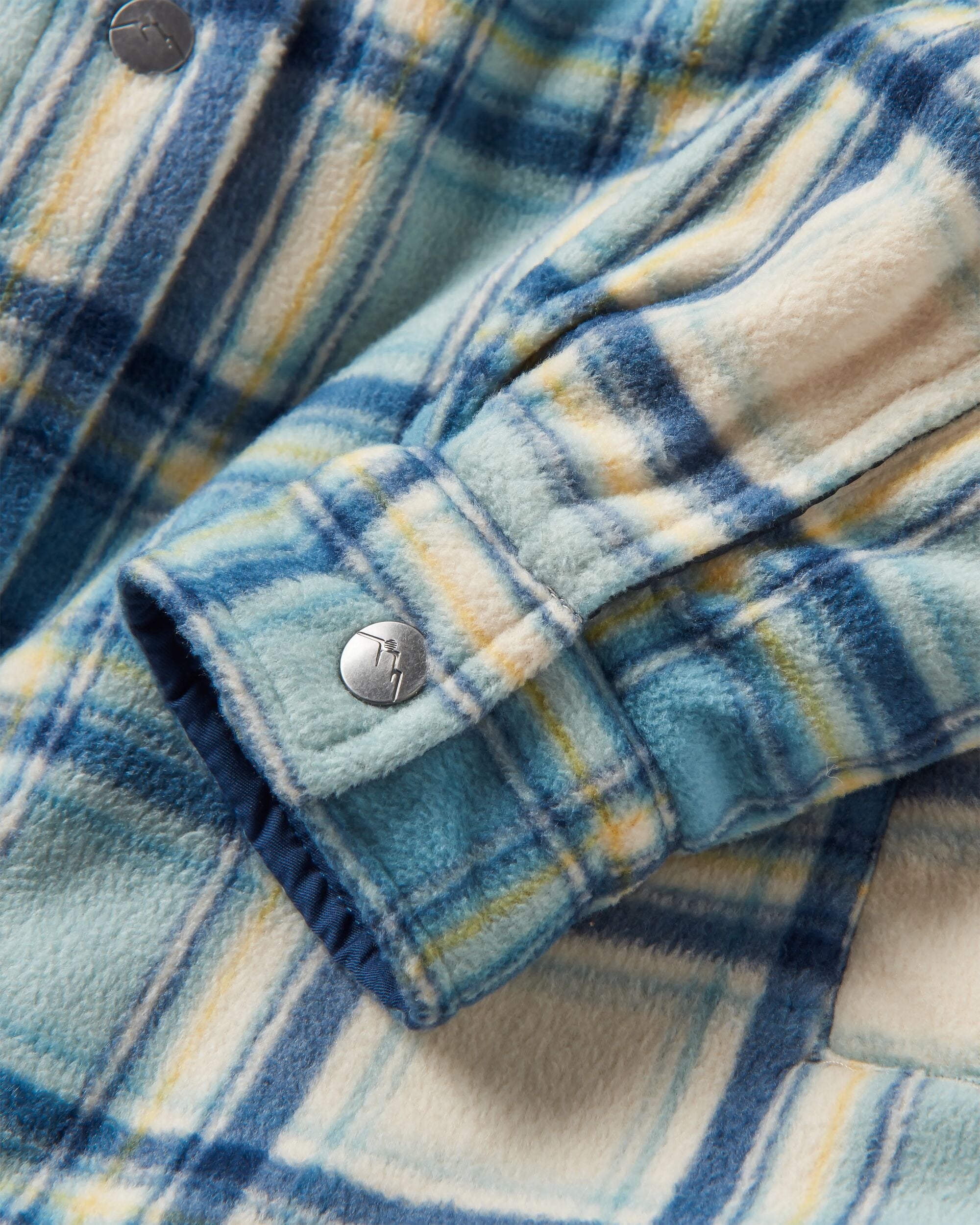 Orion Recycled Sherpa-Lined Polar Fleece Shirt - Oatmeal/Arctic Check - Flatlay