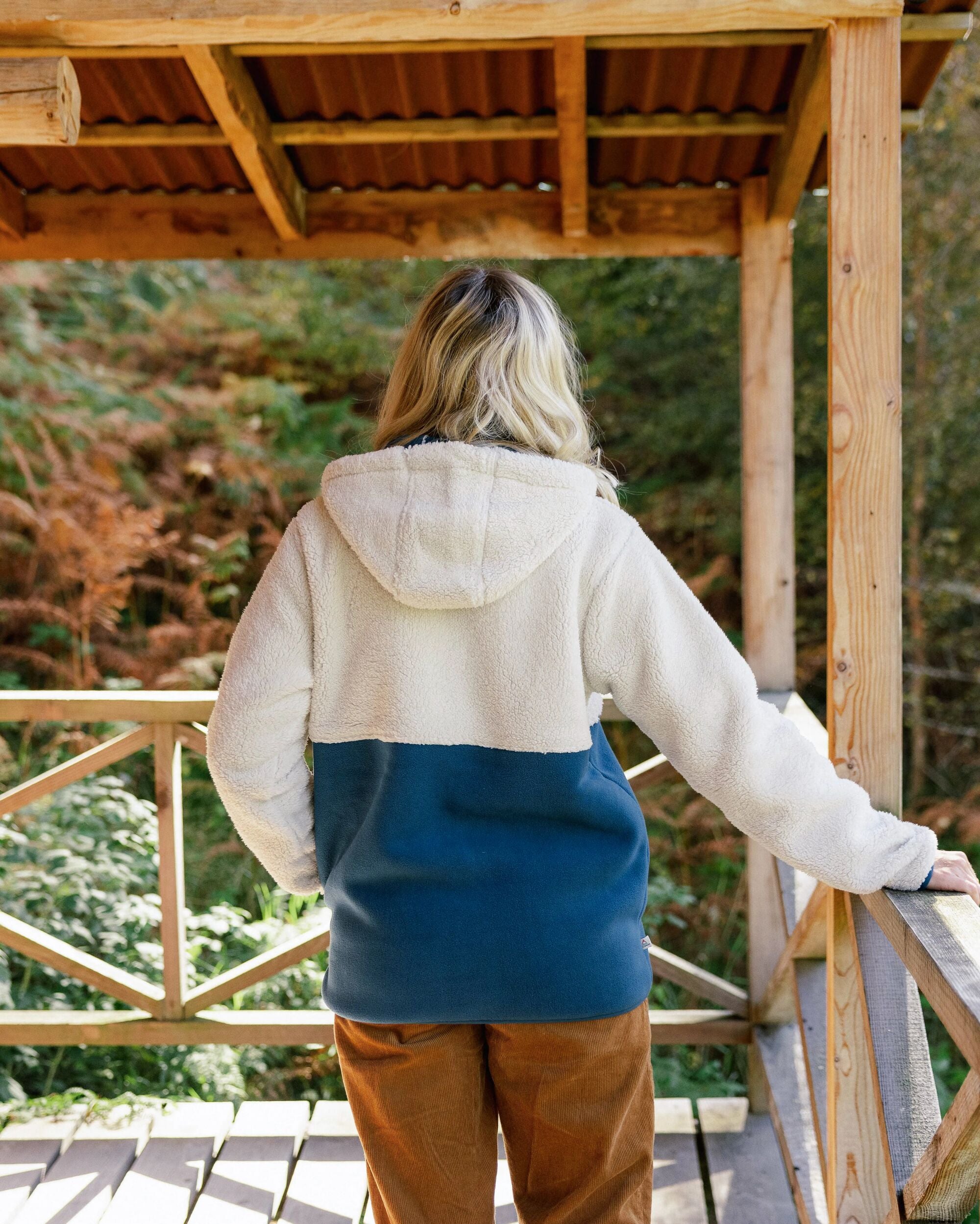 Nestling Recycled Polar-Lined Sherpa Fleece - Tidal Blue - Lifestyle