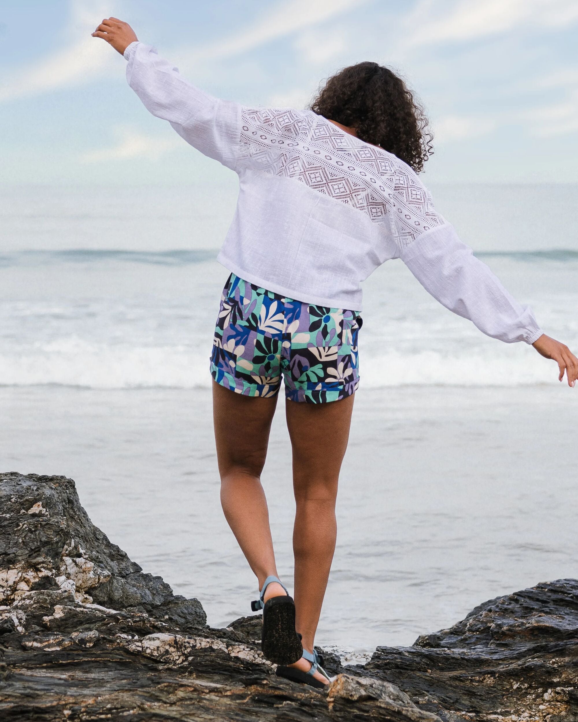 Santosa Woven Short - Mountain Foliage Purple - Lifestyle