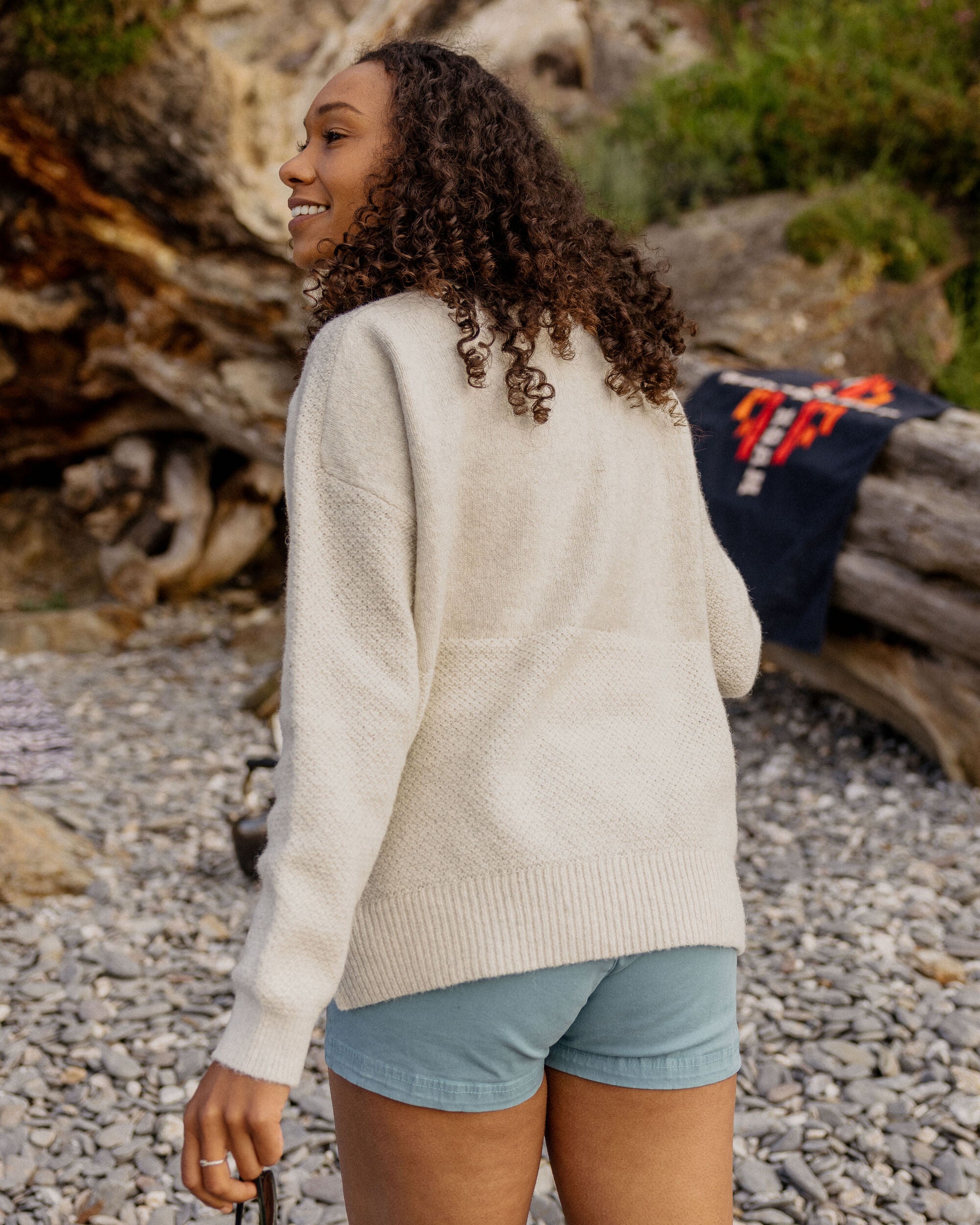 Cove Organic Cotton Knitted Jumper - Off White - Lifestyle