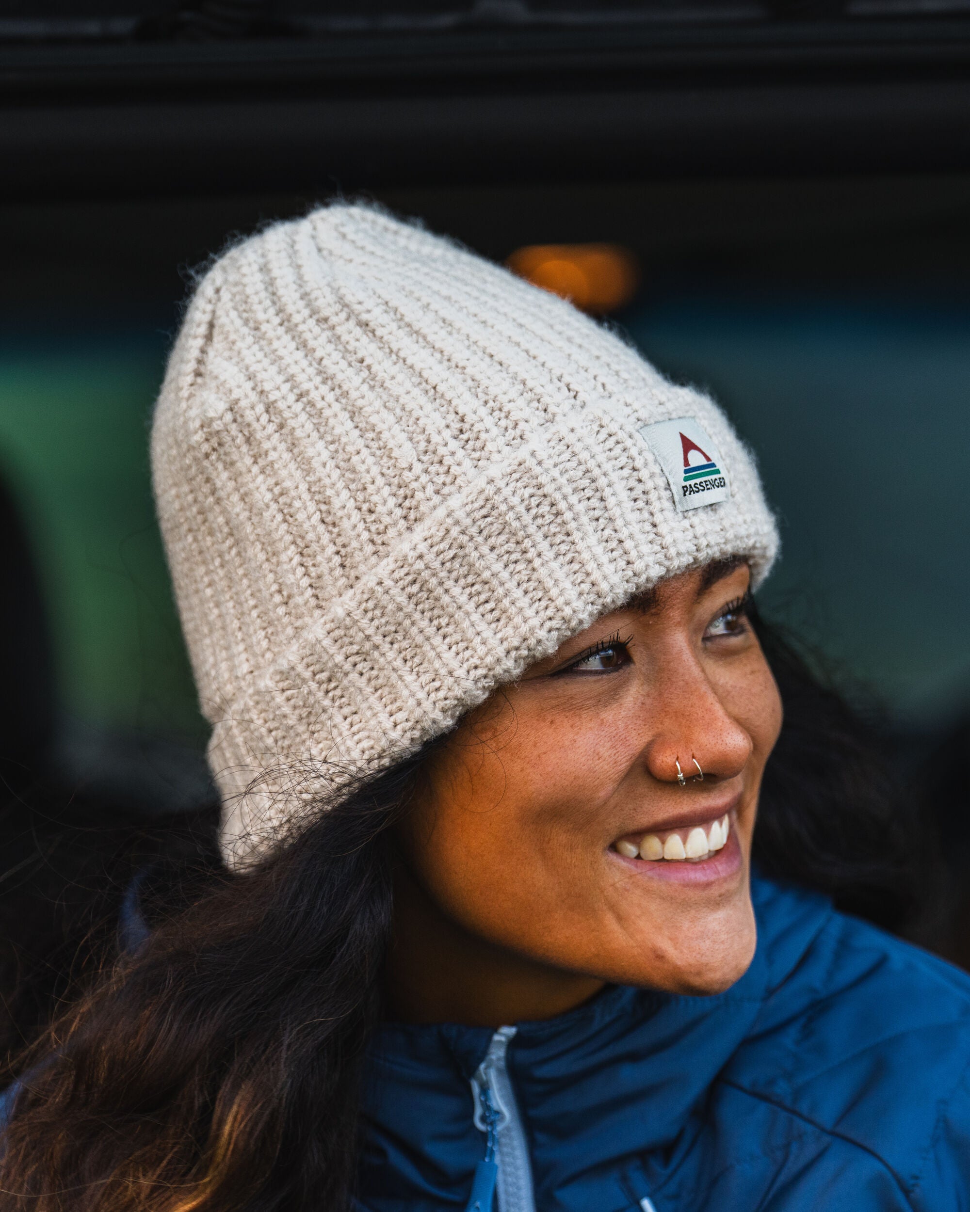 Redwood Fleece Lined Recycled Beanie - Vintage White - Lifestyle - Female