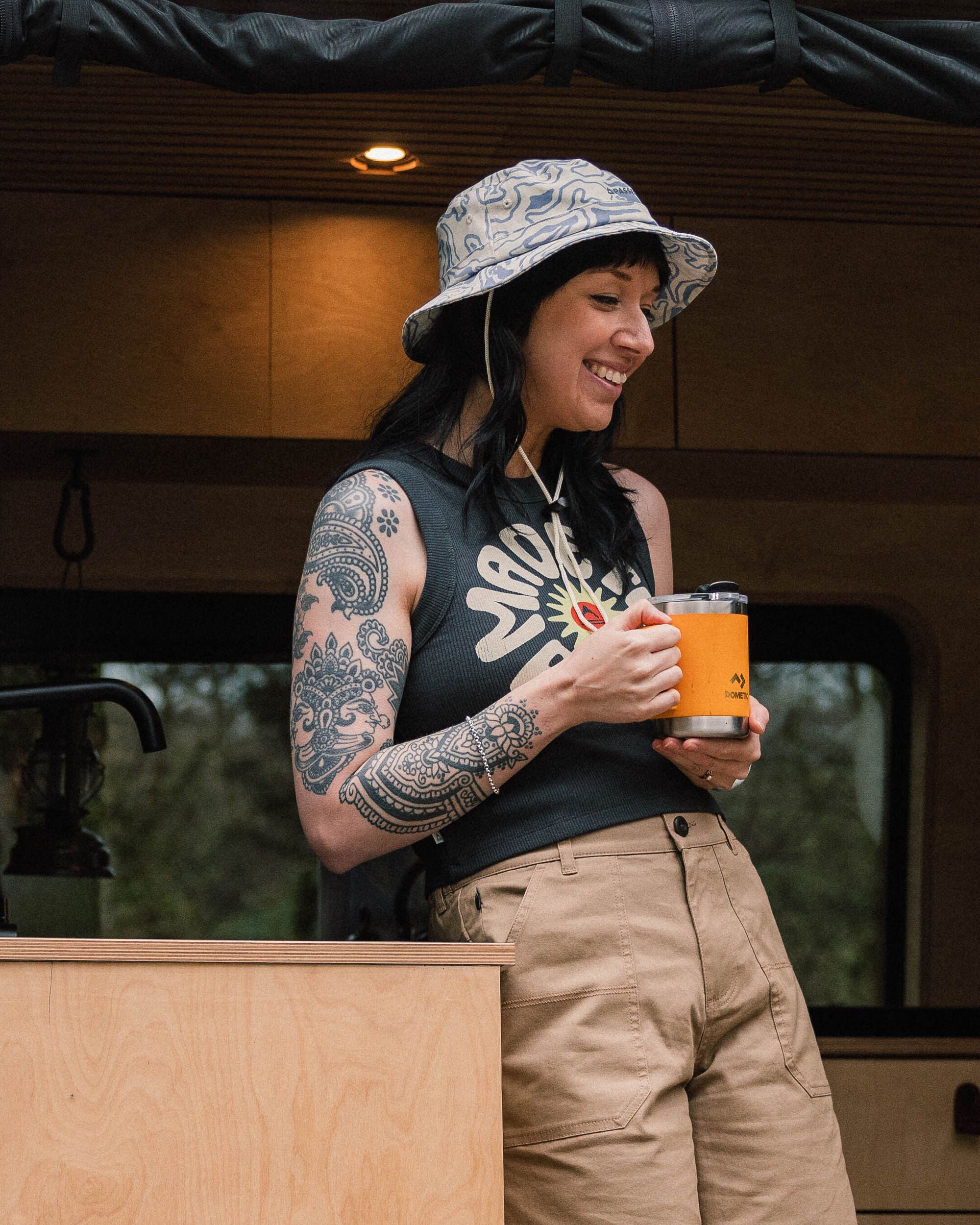 Easy Days Ribbed Graphic Cropped Vest - Black - Lifestyle