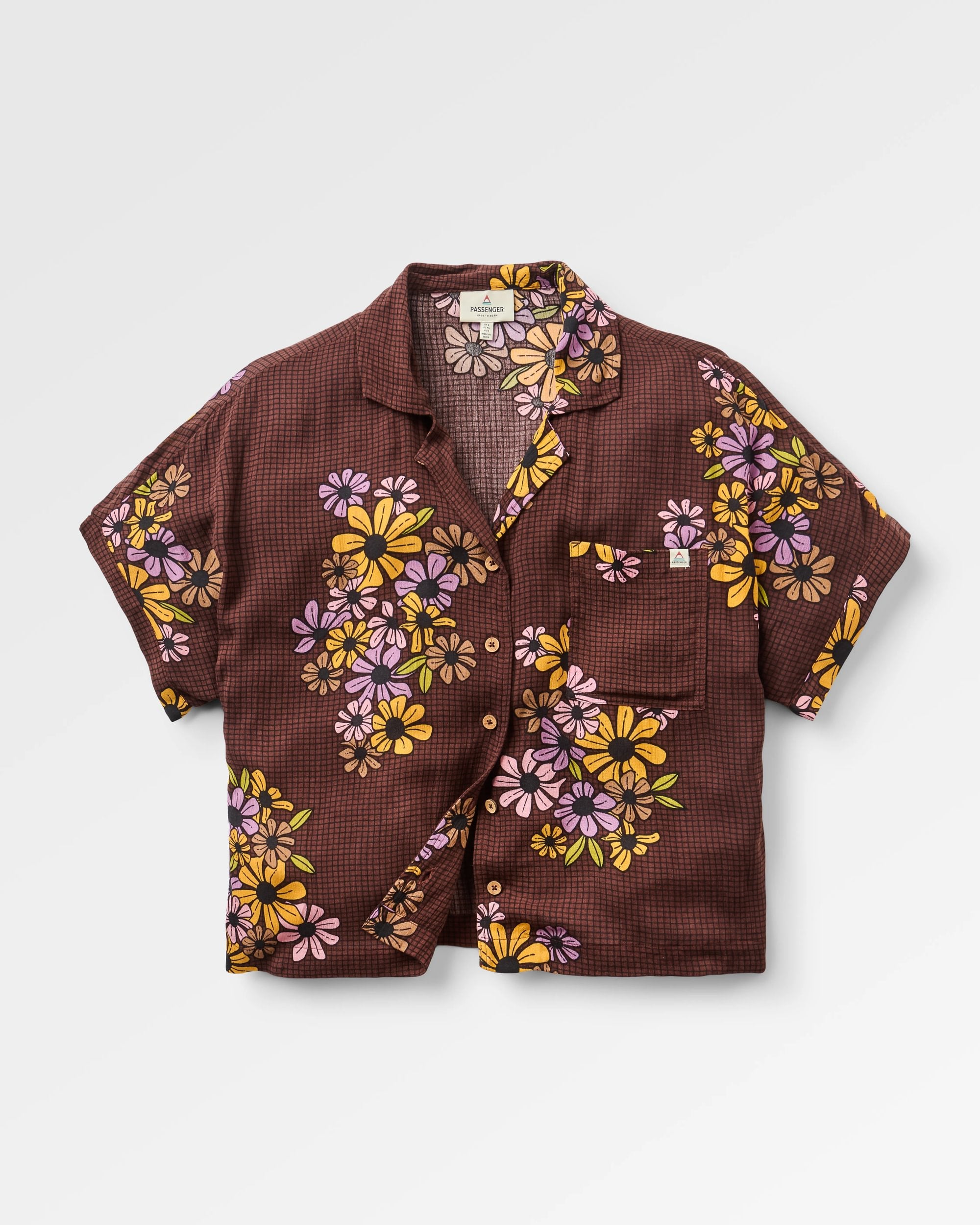 〜2/20 Classic Shirt - Cotton Floral Enb. Arden Short Sleeve Shirt Eco Vero Floral Grid Espresso – Passenger