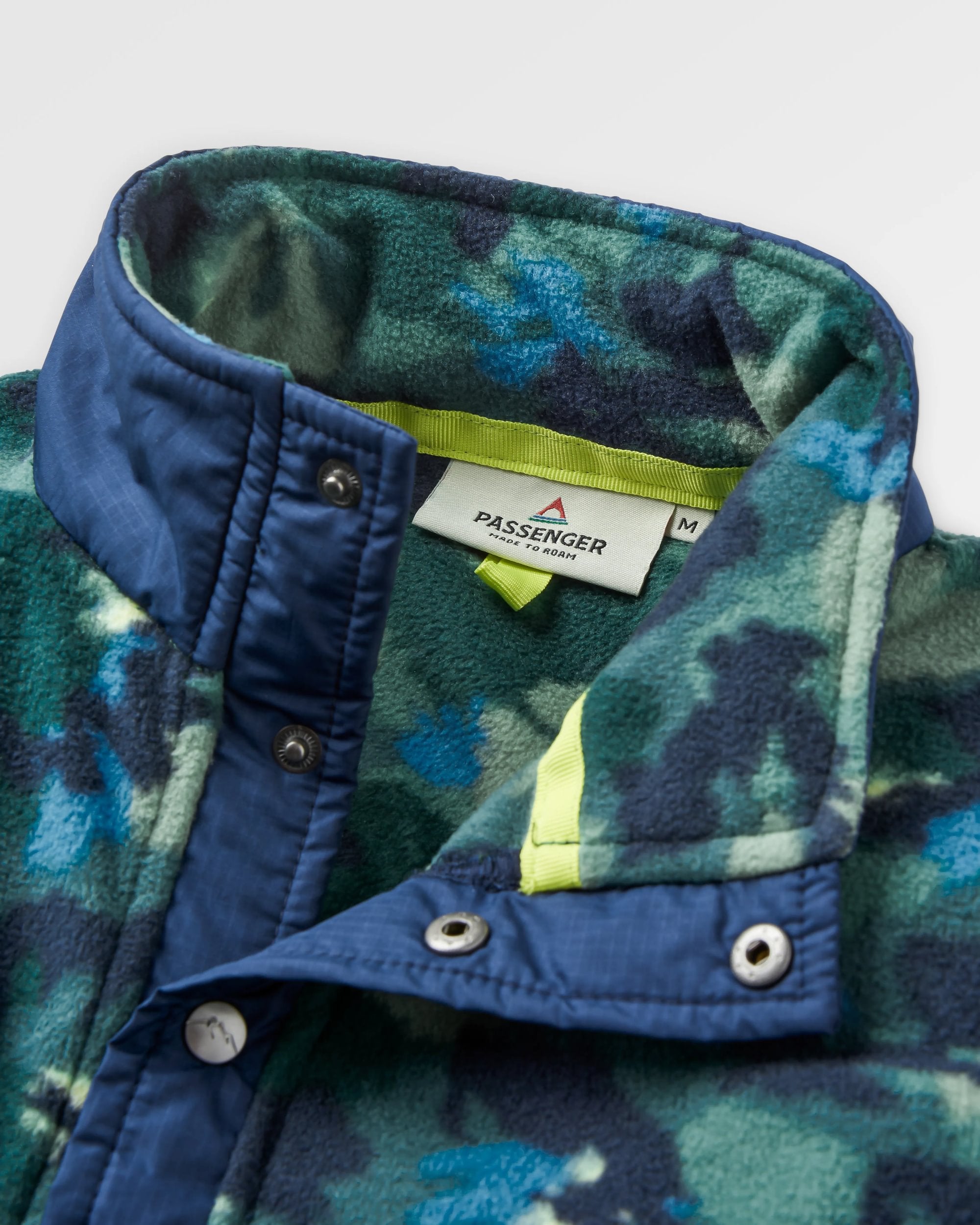 Adrift Recycled Polar Fleece - Alpine Camo Rain Forest - Flatlay