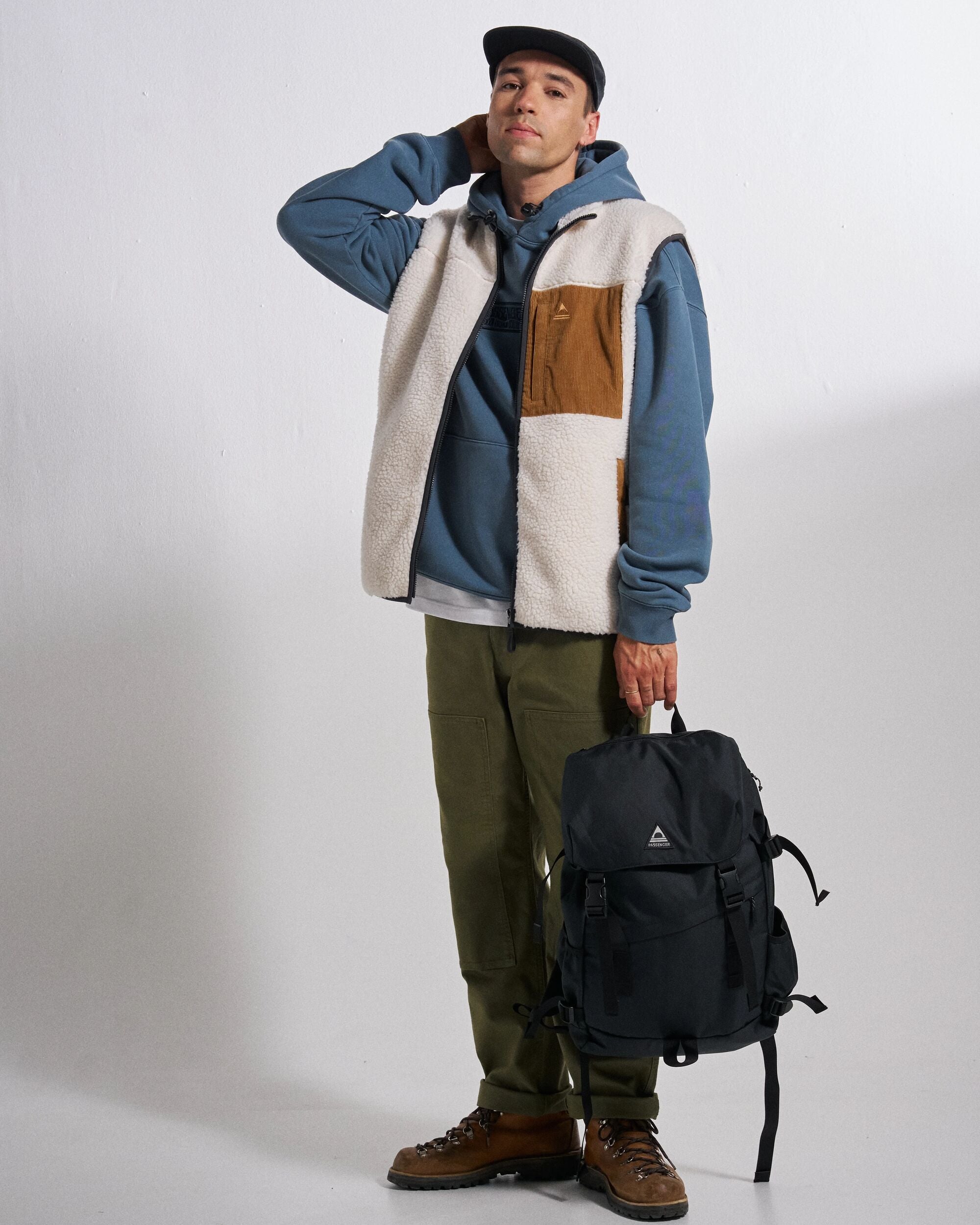 Trekker Deep Pile Sherpa Vest - Warm Ivory - Studio Model
