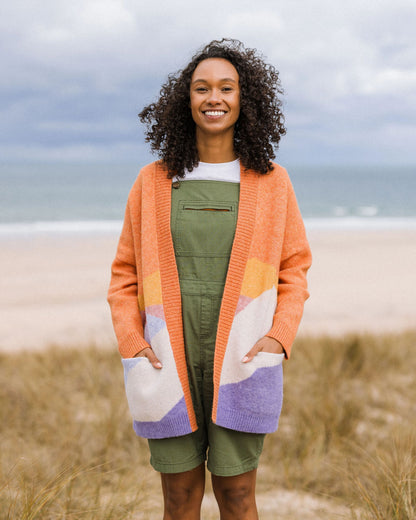 Scenic Recycled Long Knitted Cardigan - Scenic Sunrise Orange - Lifestyle