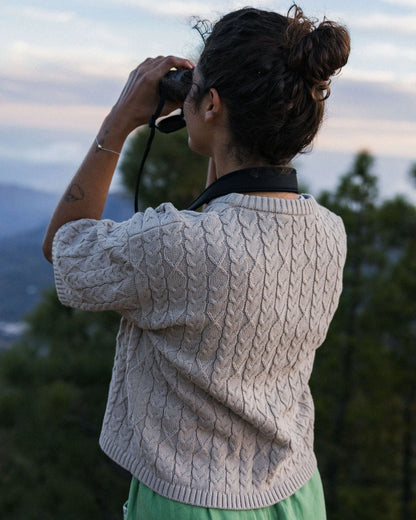Homely Short Sleeve Knitted Jumper - Simply Taupe - Lifestyle