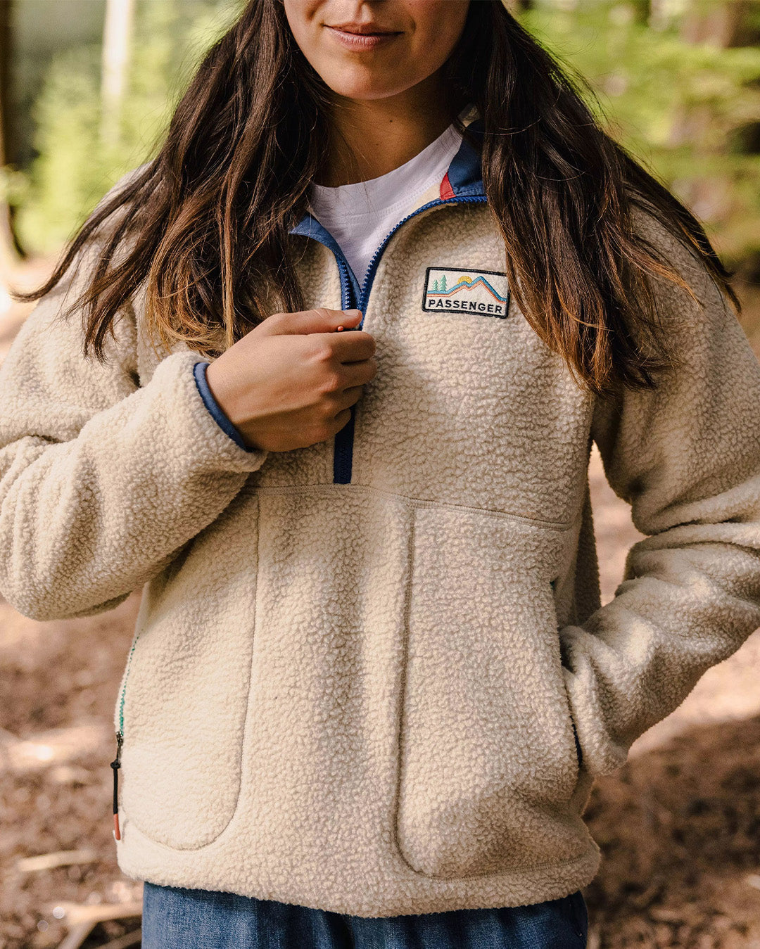 Maine 1/2 Zip Recycled Sherpa Fleece - Oatmeal - Lifestyle
