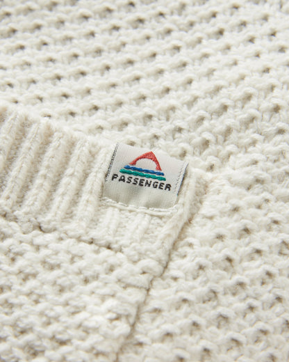 Cove Full Zip Organic Cotton Knitted Hoodie - Off White - Flatlay