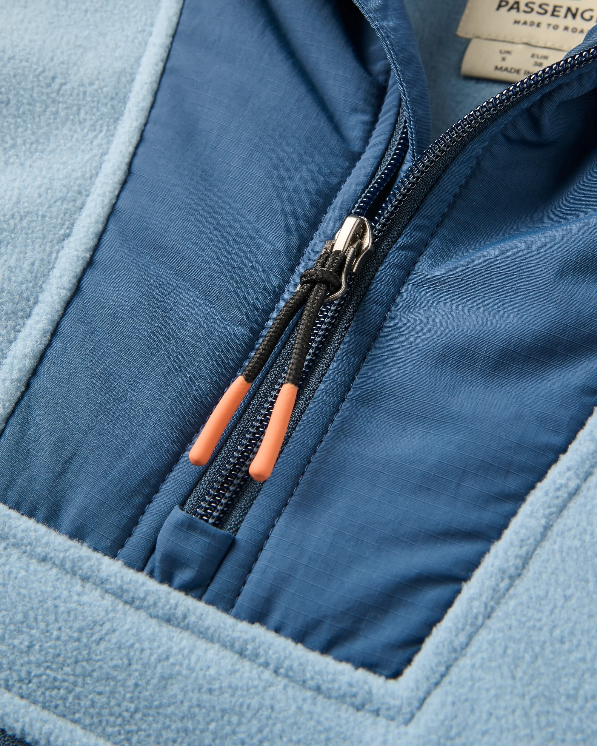 Alexander Recycled Hooded Polar Fleece - Faded Denim - Flatlay