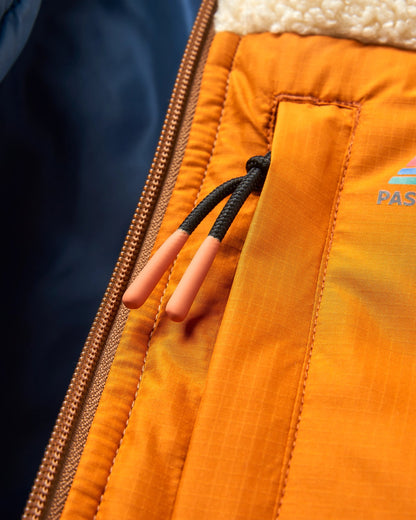 Inspire Recycled Insulated Hooded Jacket - Dark Denim/Toffee - Flatlay