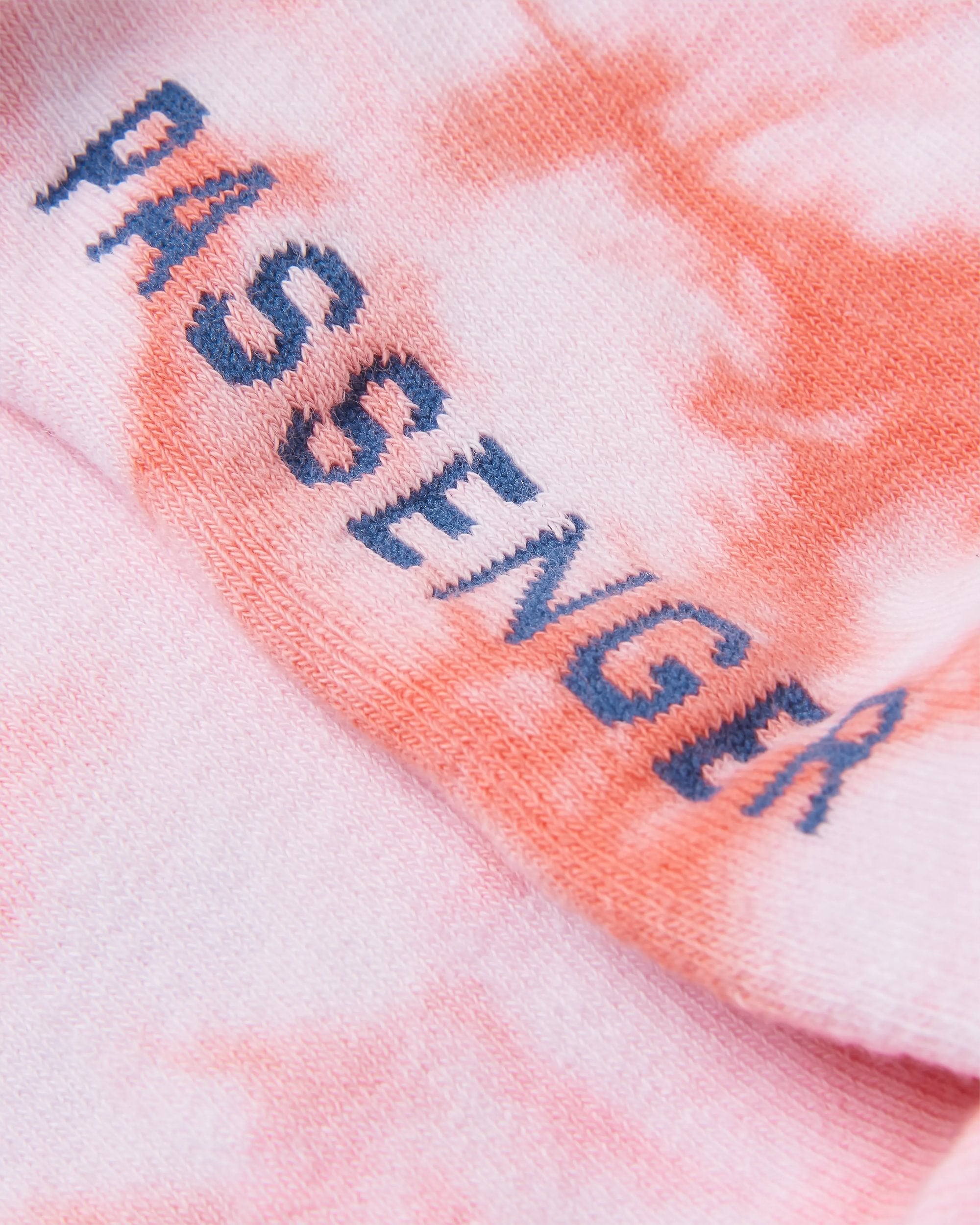 Organic Mid-weight Crew Socks - Tie Dye Shell Pink - Flatlay