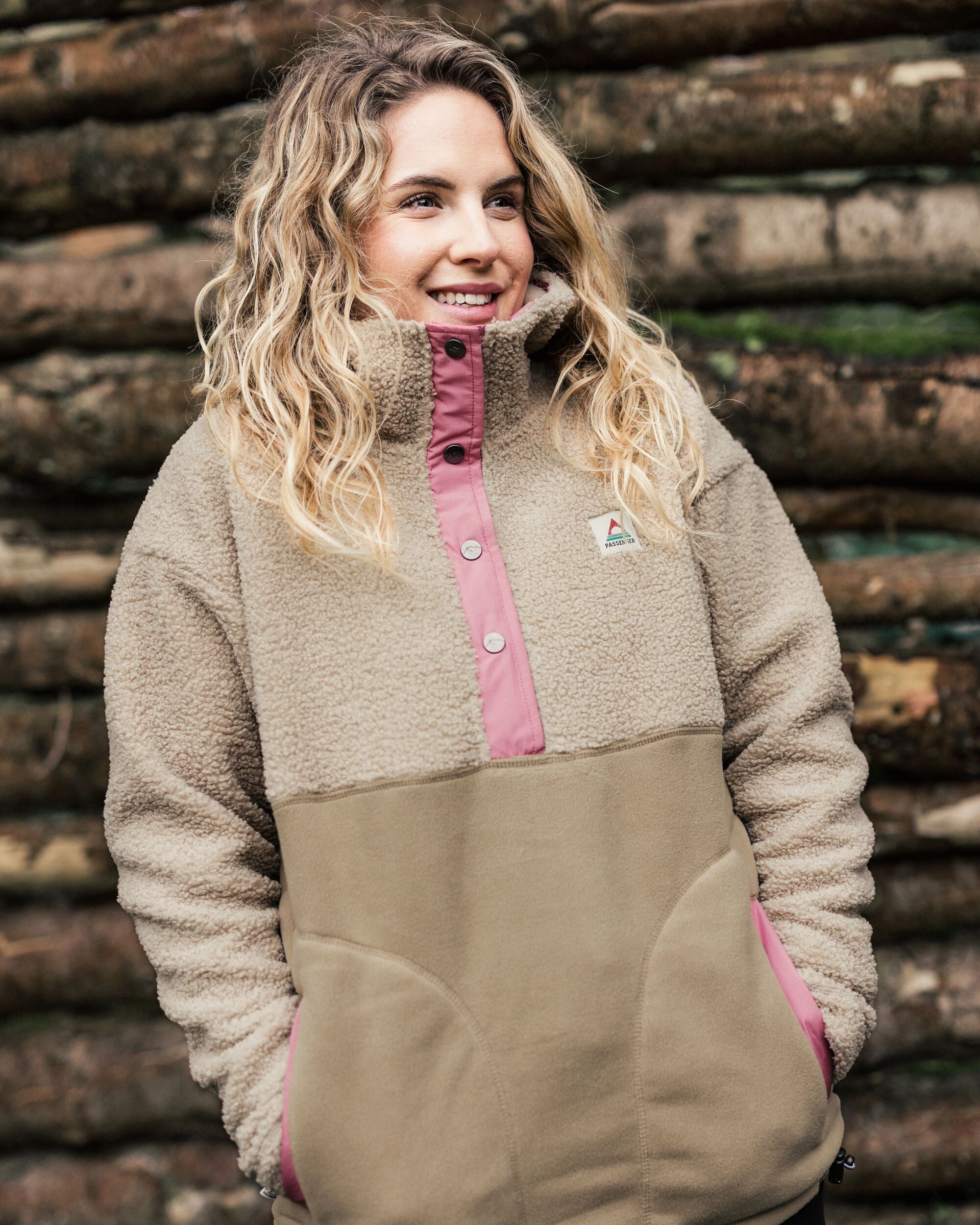 Calla Hooded Recycled Polar-Lined Fleece - Feather/Biscuit - Lifestyle