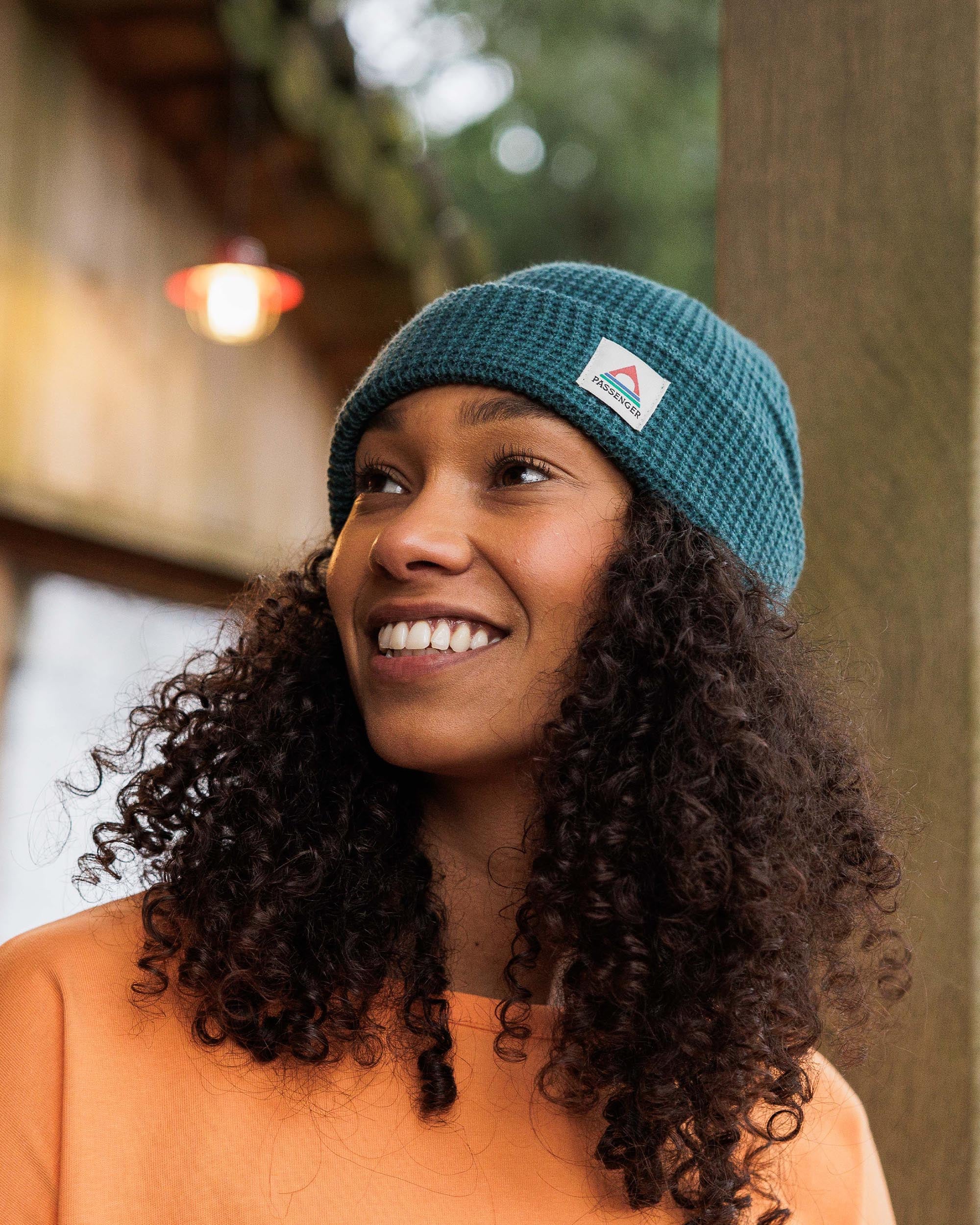 Moss Double Layer Recycled Waffle Beanie - Mediterranean - Lifestyle - Female