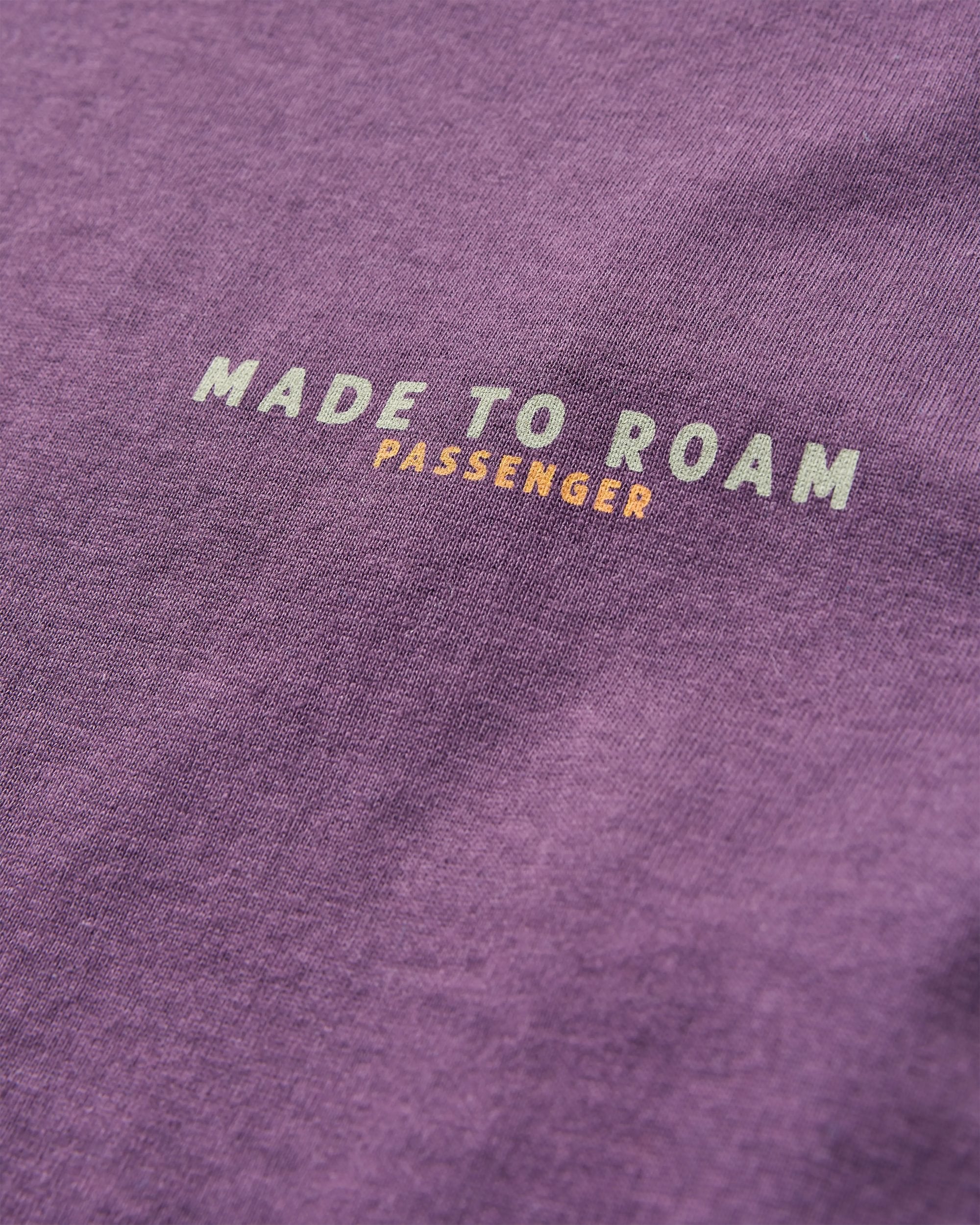Open Road Recycled Cotton T-Shirt - Deep Plum - Flatlay