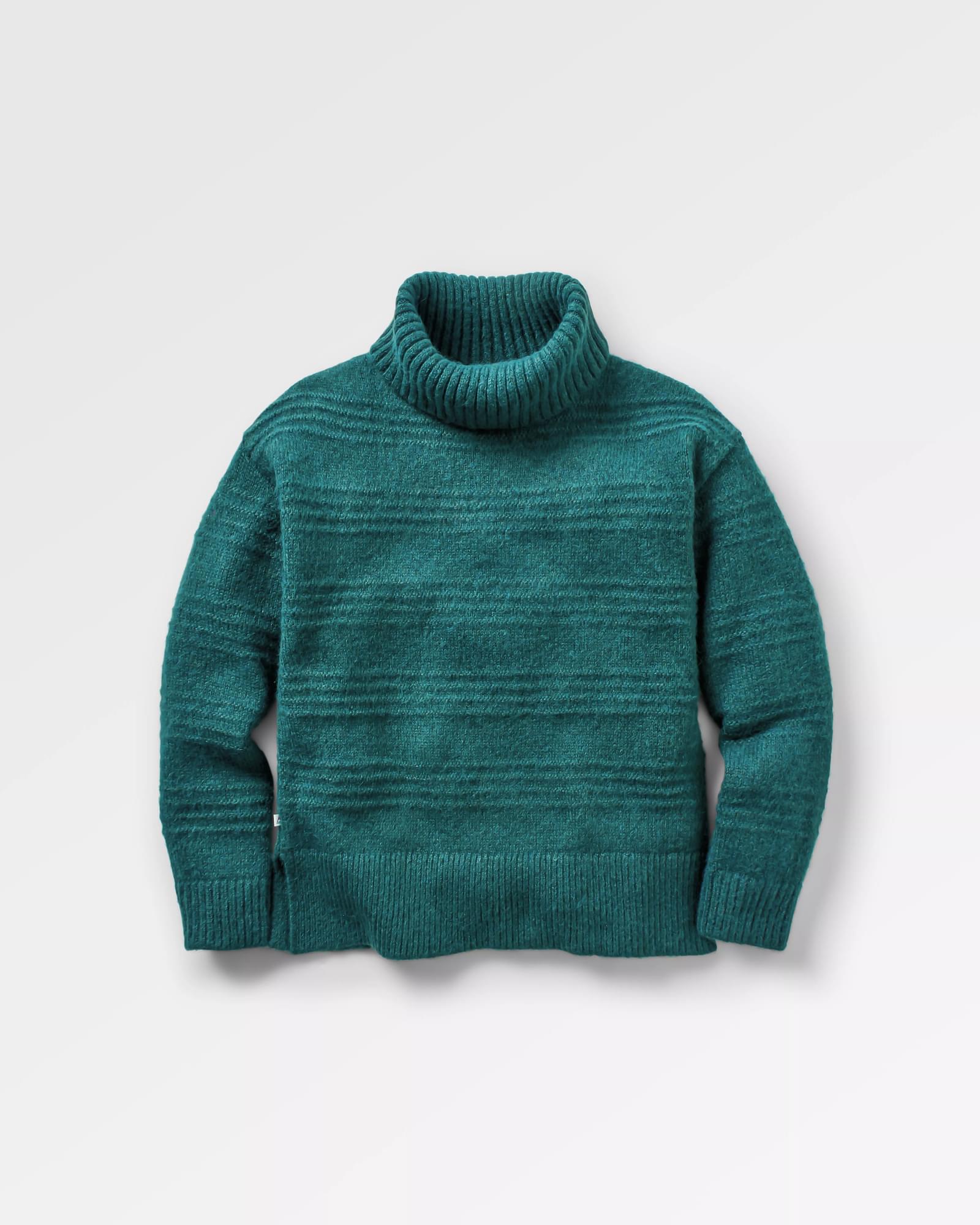 Snug Recycled Polo Neck Knitted Jumper - Mediterranean - Flatlay