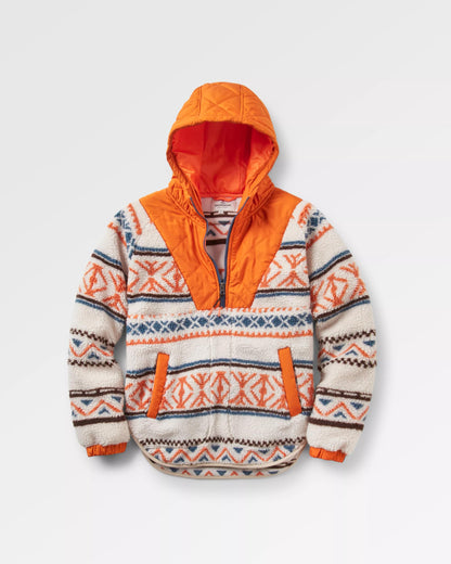 Beaumont Recycled Sherpa Hooded Fleece - Homespun Stripe Sunrise Orange - Flatlay