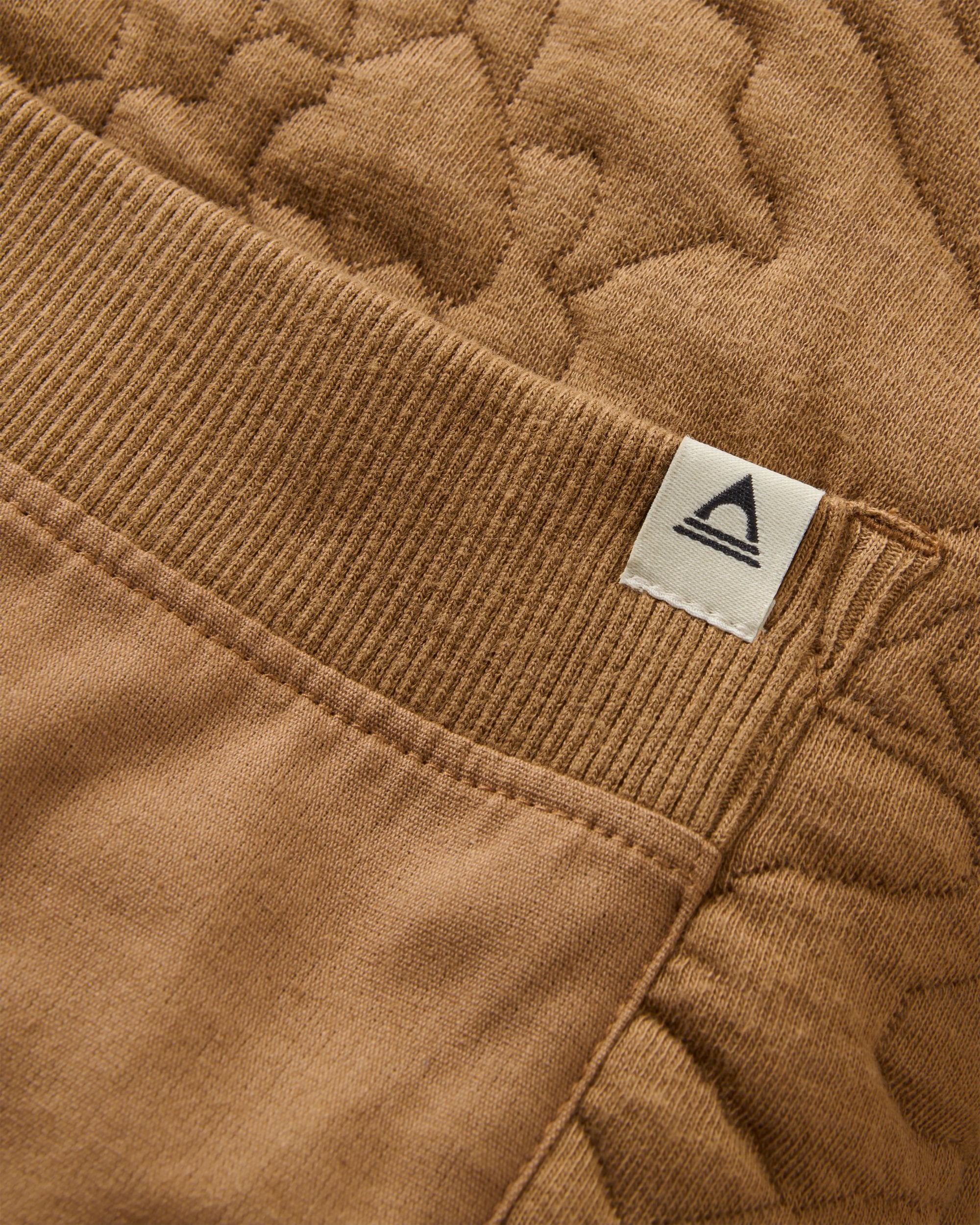 Seagrass Organic Cotton Quilted Hoodie - Caramel - Flatlay