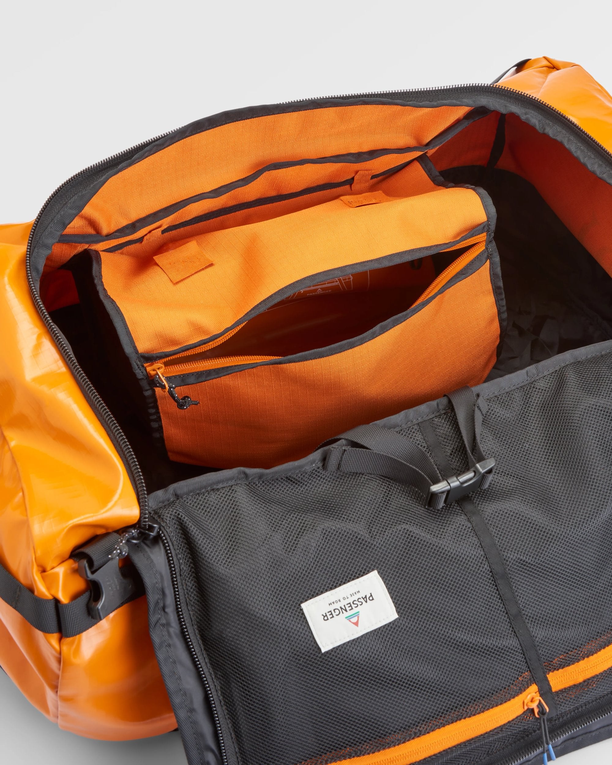 Roamer Recycled 60L Duffel Bag - Sunrise Orange - Flatlay