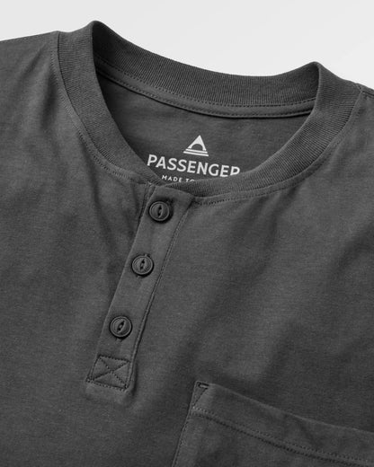 Heritage Relaxed Fit Henley T-Shirt - Faded Black - Flatlay