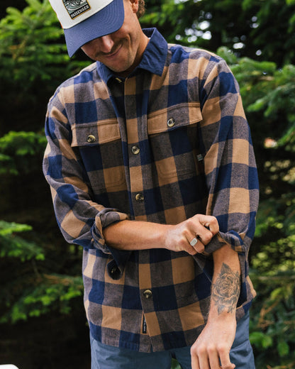 Rustic Organic Cotton Shirt - Toffee/Rich Navy Buffalo - Lifestyle