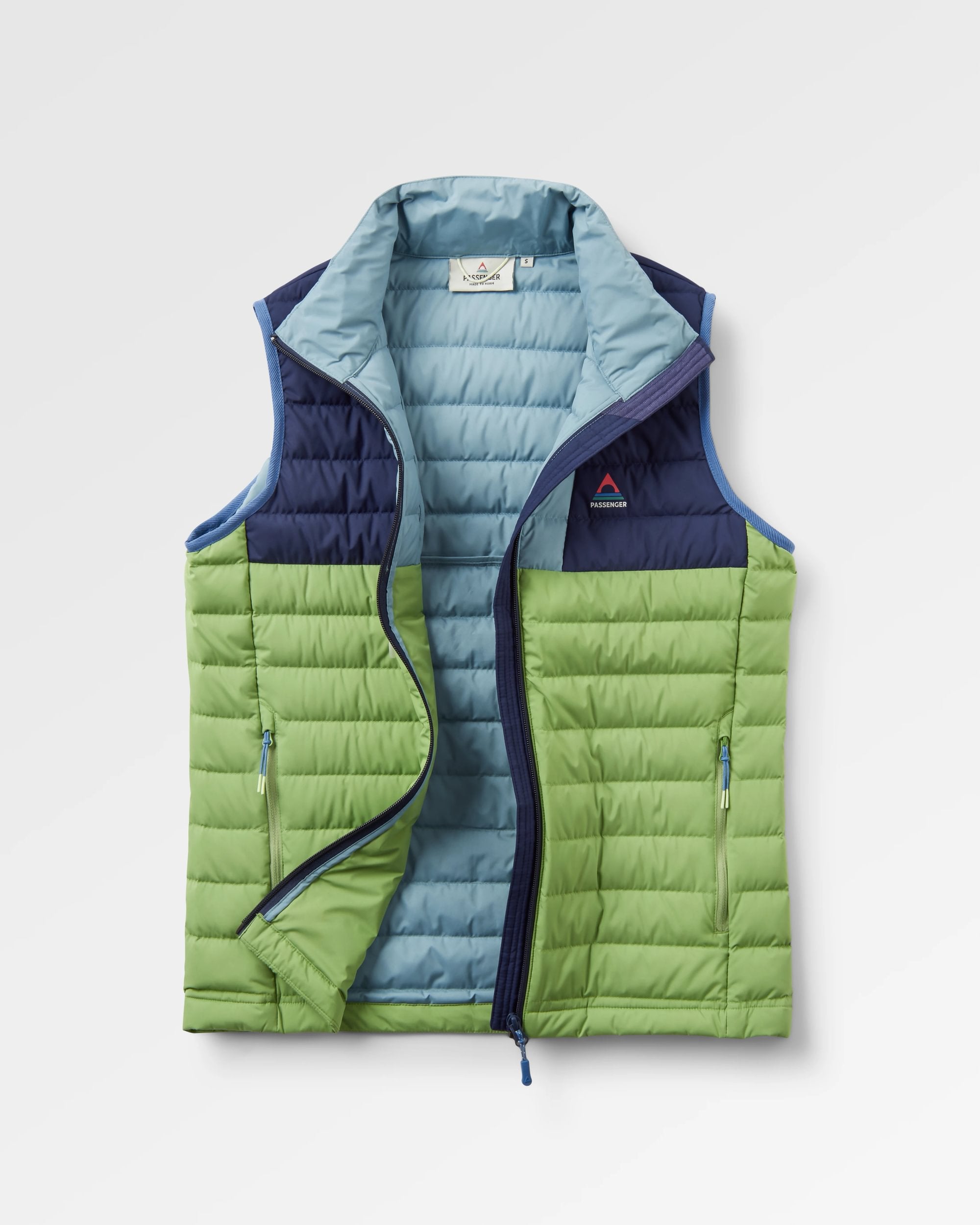 Northstar Down Recycled Gilet - Rich Navy/Pear Green/Arctic - Flatlay