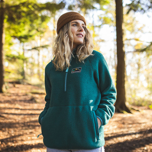Maine Recycled Hooded Sherpa Fleece - Storm Green