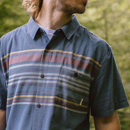 Ebb Recycled Cotton SS Shirt - Ensign Blue Stripe