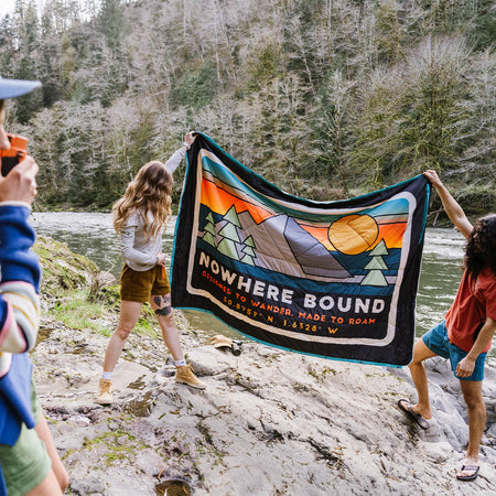 Nomadic Sherpa Blanket Nowhere Bound Print
