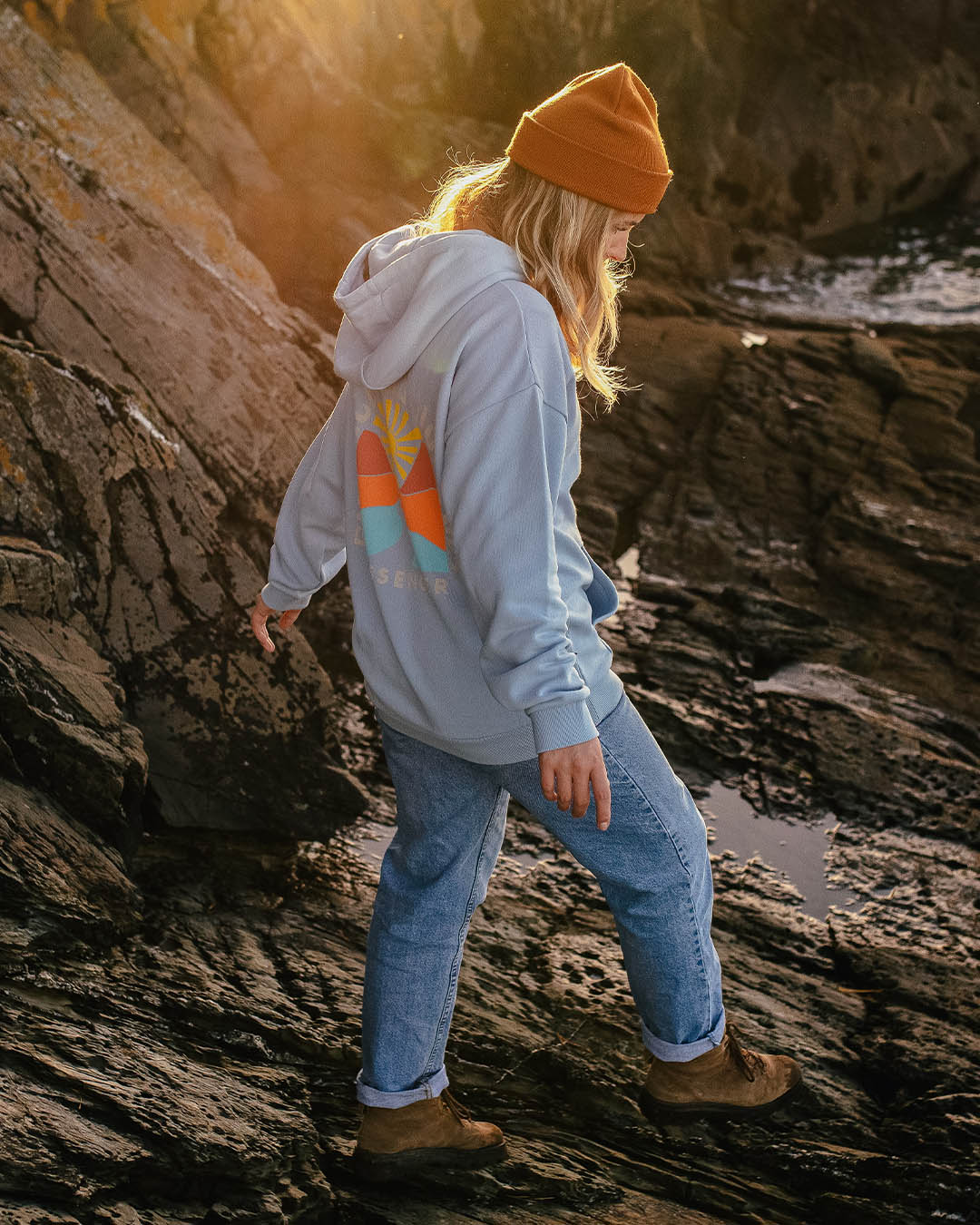 Embrace The Journey Recycled Cotton Oversized Hoodie - Blue Fog