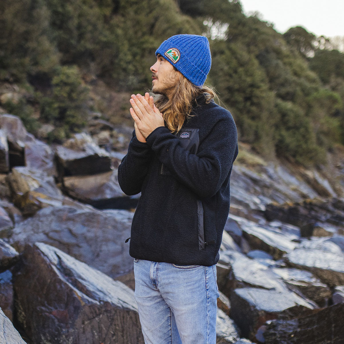 Male_Katira Rib Knit Beanie - Blue Coral