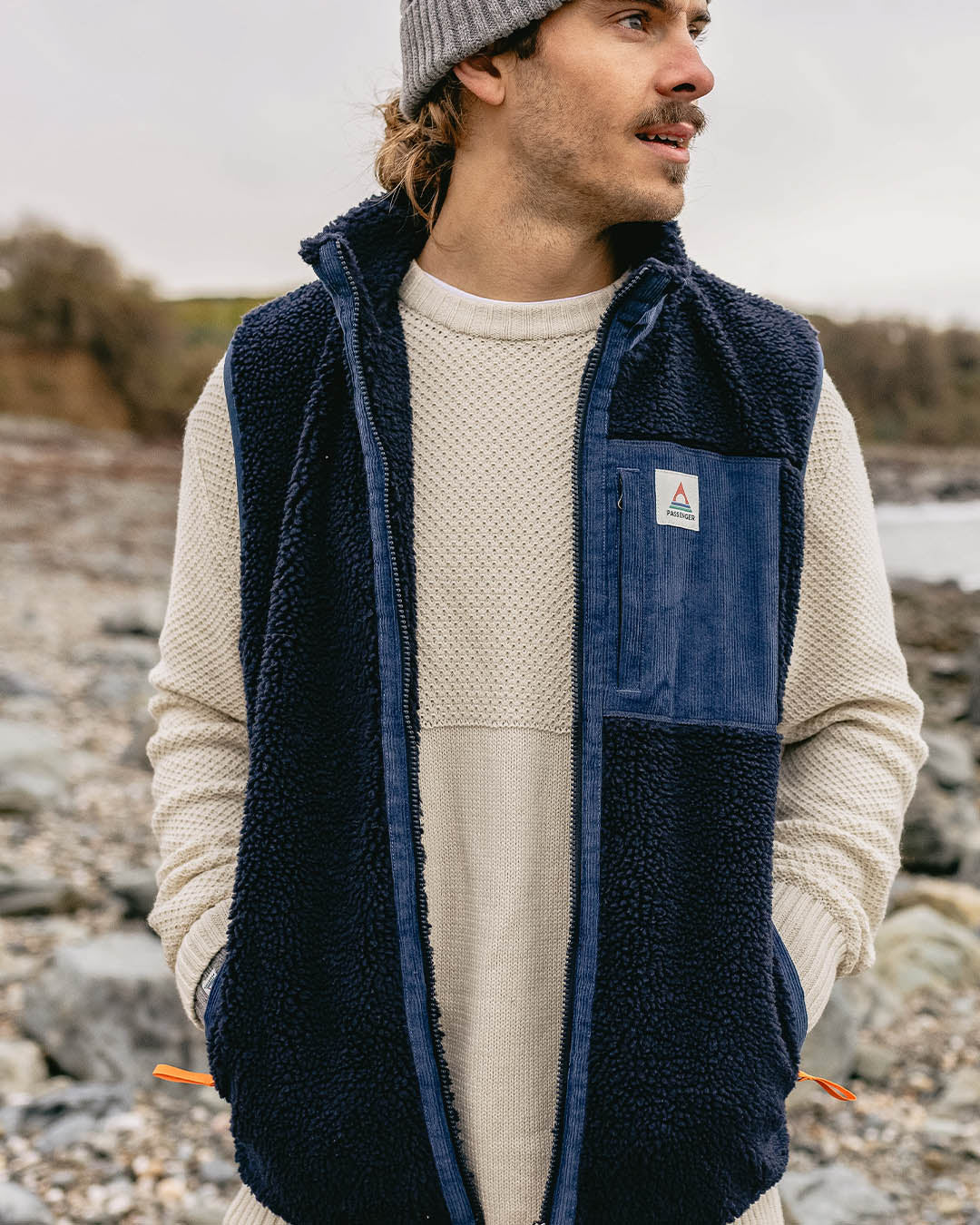 Canyon Recycled Deep-Pile Sherpa Vest - Deep Navy