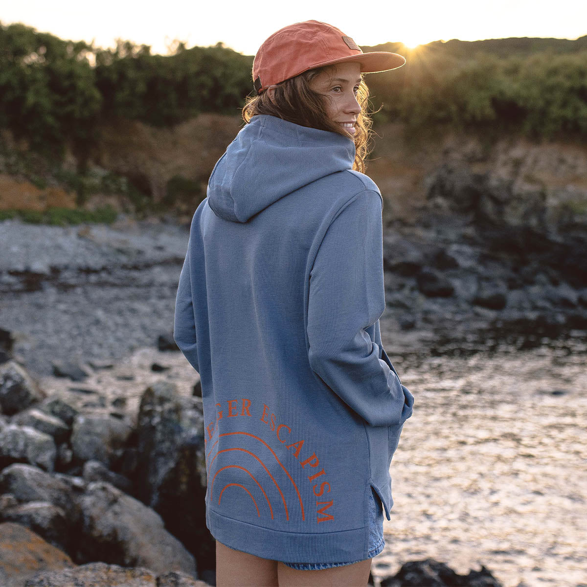 Rainbow Recycled Cotton Hoodie - Stone Blue