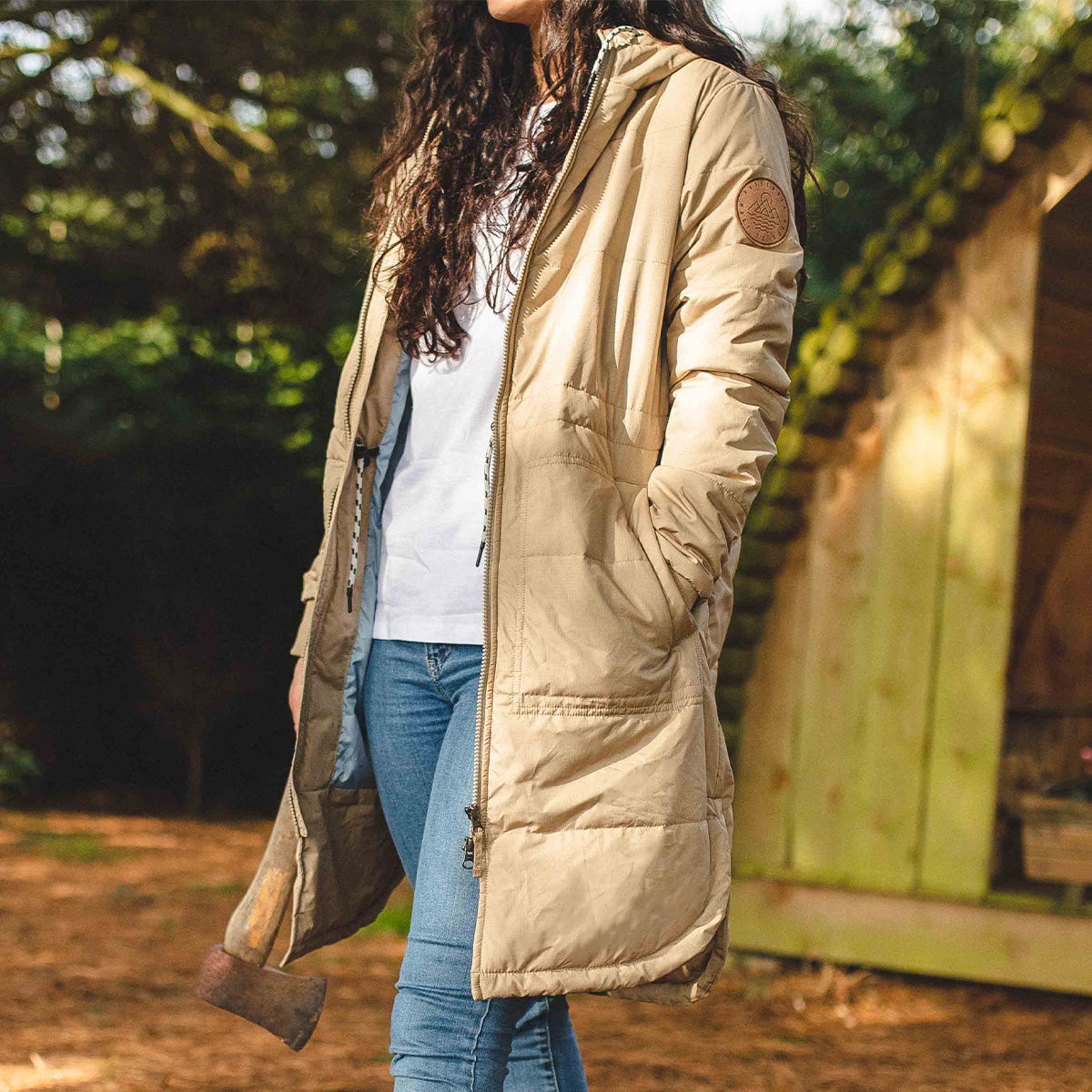 Flora Long Recycled Insulated Jacket - Chinchilla Brown