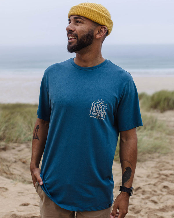 Lost Road Recycled Cotton T-Shirt - Blue Steel