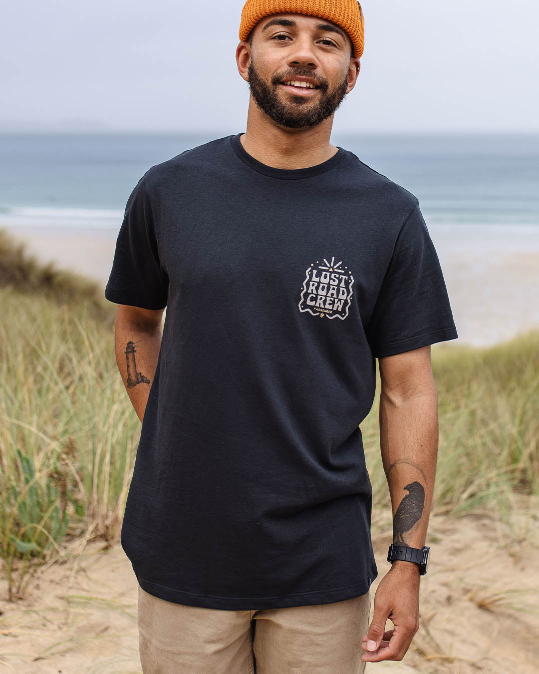Lost Road Recycled Cotton T-Shirt - Black