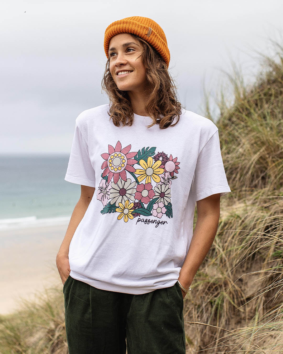 Floral Bloom Recycled Cotton Oversized T-Shirt - White