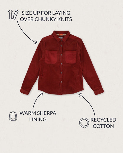 Kodiak Sherpa Lined Cord Shirt - Russet Brown