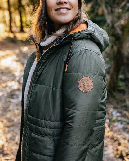 Flora Long Recycled Insulated Jacket - Dusty Olive