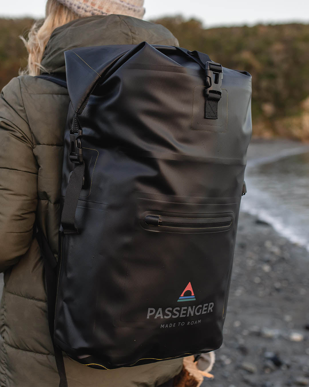 Tide 25L Recycled Dry Bag Backpack - Black - Lifestyle - Female