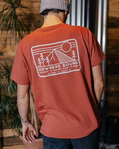Nowhere Bound Recycled Cotton T-Shirt - Burnt Red
